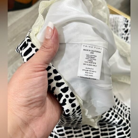 TRINA TURK Zola Fit & Flare Mini Dress White & Black Size 8 - Picture 9 of 10